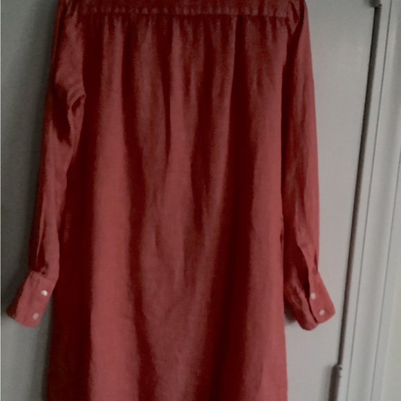 Benson NYC 100% Italian Linen Dress L Coral Orange - Picture 6 of 10